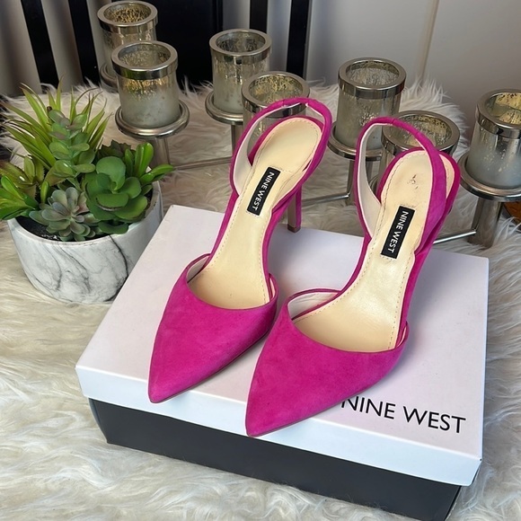 Nine West Meredith Electric Pink Suede Sandals Size 7 - Picture 1 of 15